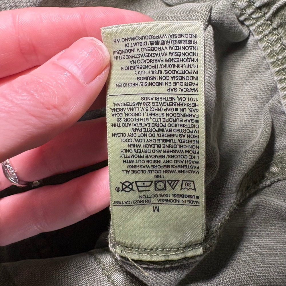 GAP Denim Easy Jean Womens M Olive Green Cargo Pants Relaxed Fit Drawstring - Picture 8 of 11
